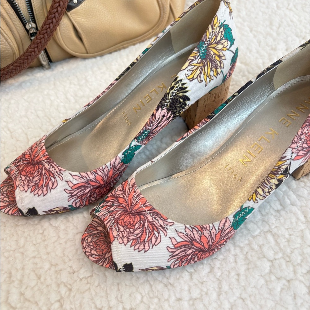 Anne Klein Women's Floral Peep Toe Heels - Multicolor size 9